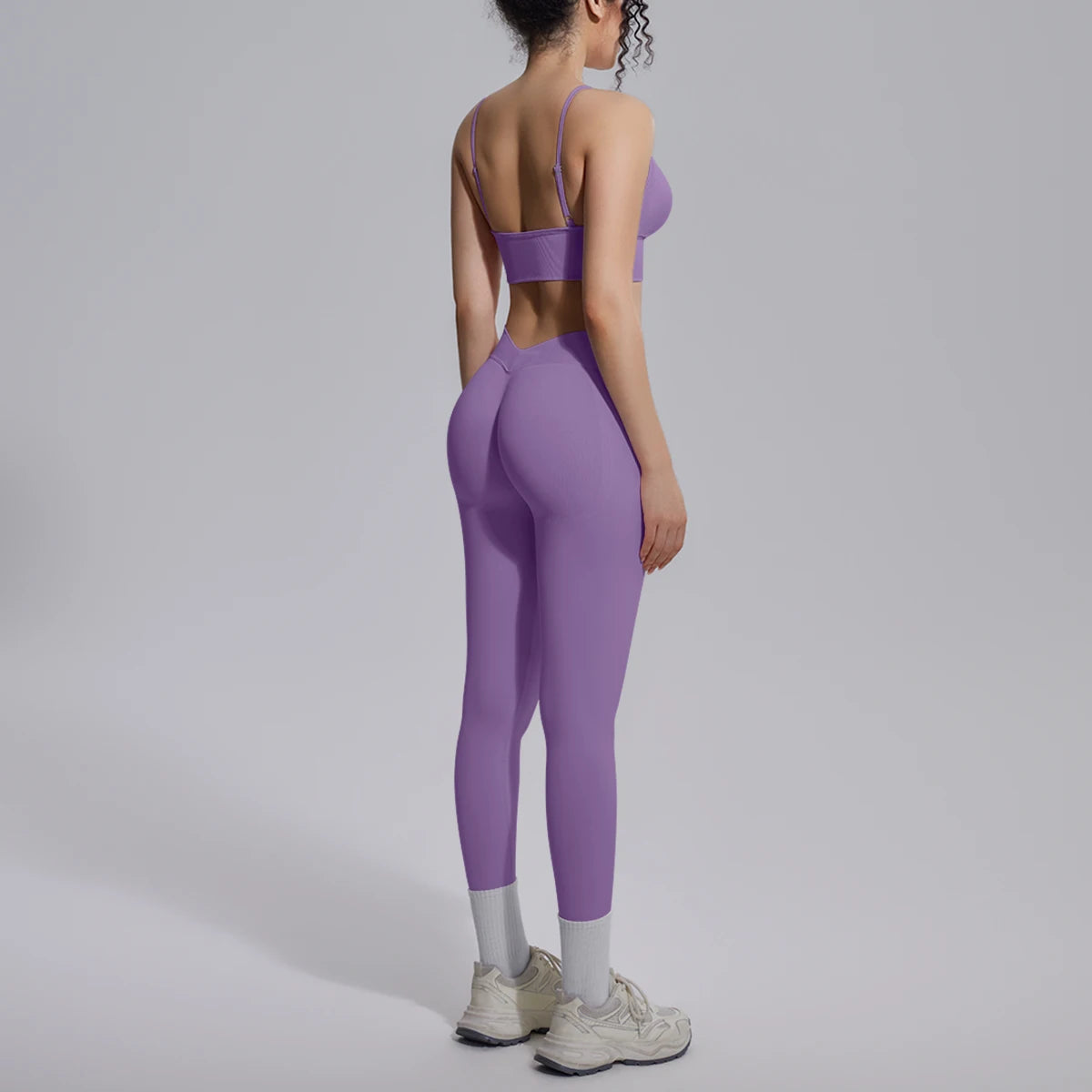 2PCS Woman Yoga Set Shockproof Workout Top Sexy Yoga Bra with Chest Pad High Stretch Seamless Fitness Pants Gym Yoga Set