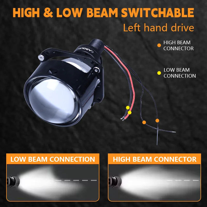 2pcs 2.5 Inch Bi‑LED Projector Lens High Low Beam Car Headlight Retrofit H7 H4 H11 Universal LED Headlamp Waterproof Auto Lamp