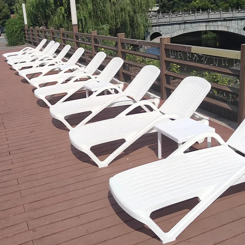 Waterproof Plastic Outside Pool Furniture Outdoor Adjustable Sun Lounge Modern Garden Hotel Daybed Patio Chaise Lounger