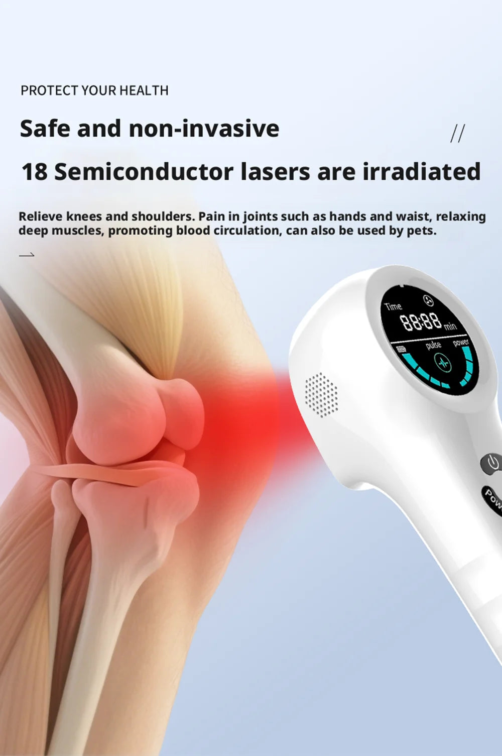 650nm+808nm Handheld Face Body Red Light Infrared Beauty Device Skin Rejuvenation Muscle Joint Body Fatigue Relief Health Care