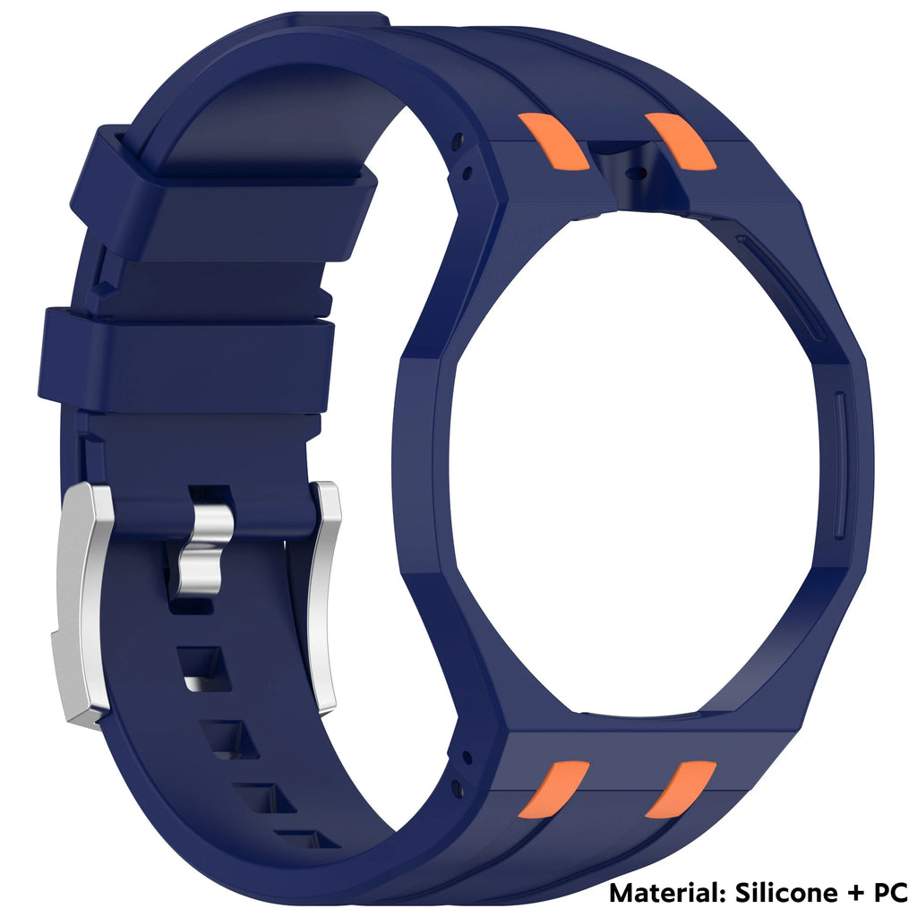 2 IN 1 PC Mod Kit Case Frame +Strap for Swatch AP Royal Pop Modification Integrated Silicone Matte Cover Bumper Band Accessories