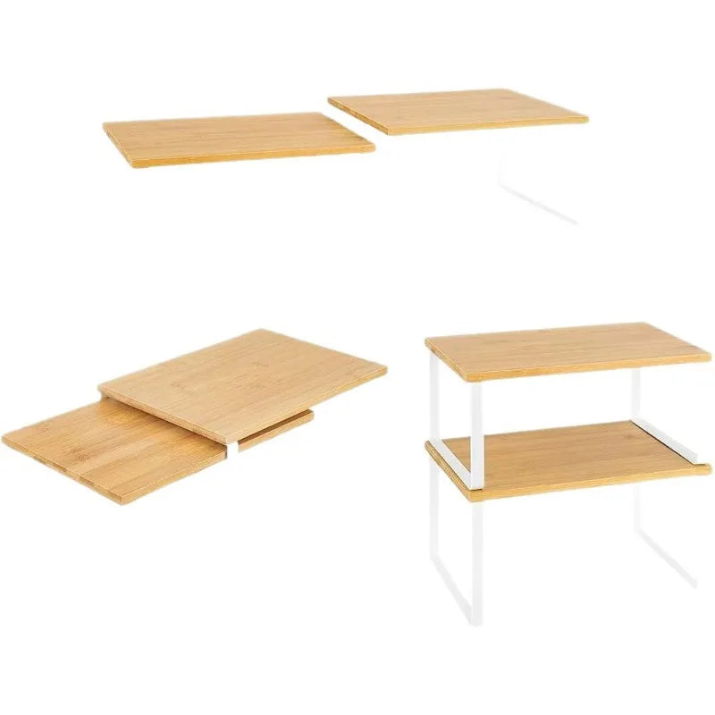Space-Saving Countertop Organizer Kitchen Office Closet Stackable Closet Organizer Extendable Storage Rack Spice Rack  Set of 2