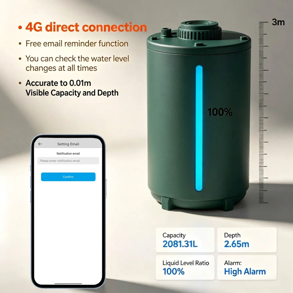 EPTTECH TLC2206-ESP 4G IoT ESP32 Ultrasonic Level Controller for Irrigation Farm Poly Rainwater Tanks & Level Monitor Remote