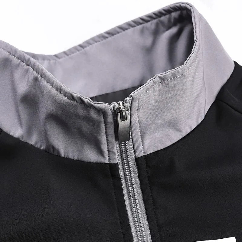 American Casual Lightweight Bomber Jacket Men Stand Collar Racer Style Letter Print Motorcycle Coat for Sports Daily Wear