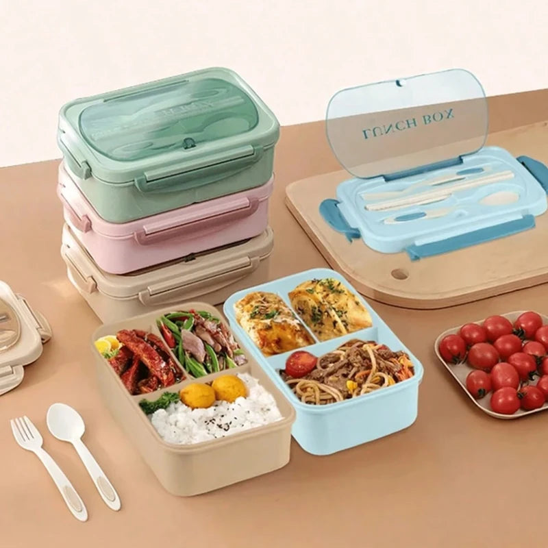Set Bento Box for Adults, a Food Container for Lunch, Equipped with Tableware, Can Be Placed in a Microwave and Dishwasher