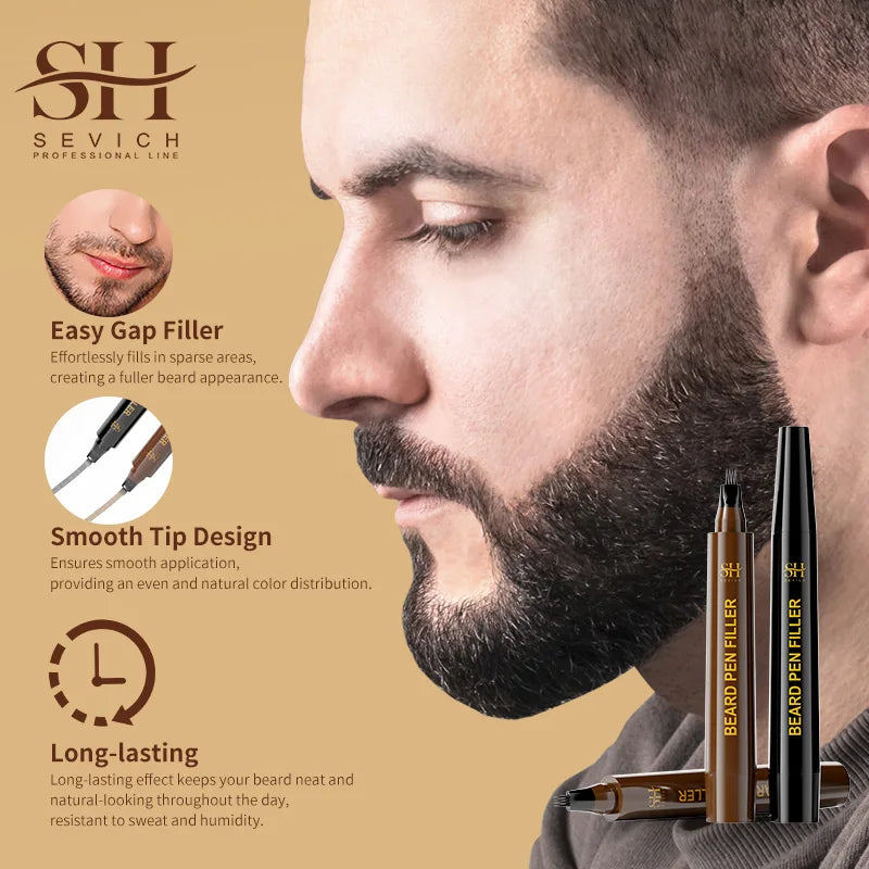 Beard Pen Filler Men Waterproof Moustache Coloring Pen Beard Coloring Filling Enhancer Black Fiber Hair Beard Stuffing Pen Tool