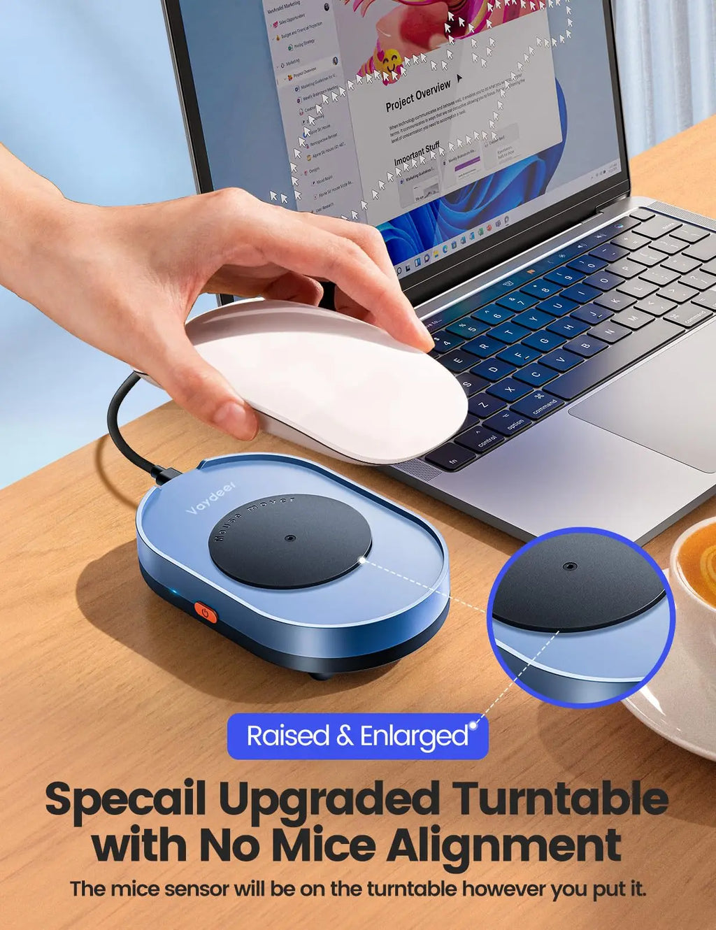 Vaydeer Undetectable Mouse Mover, Mouse Jiggler Device with ON/Off Switch, Driver-Free Shaker Wiggler Mouse Movement Simulation