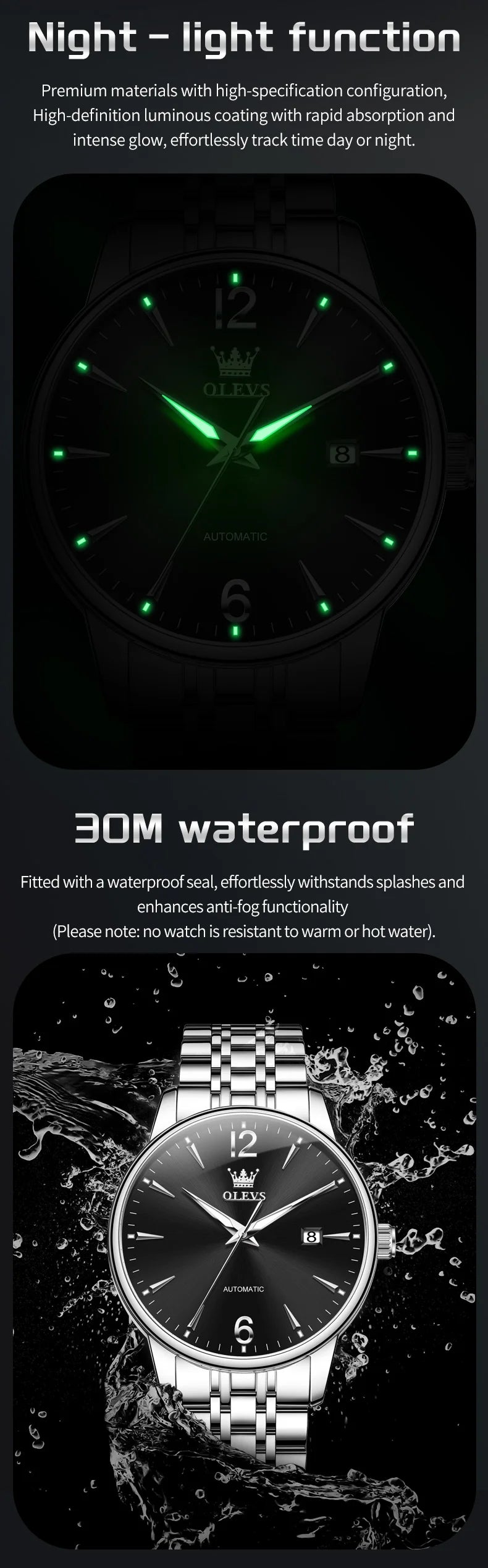 OLEVS 6741 Men Mechanical Watches 2025 New Luxury Automatic Watch Men Sapphire crystal Waterproof Moon Wrist Watch For Men