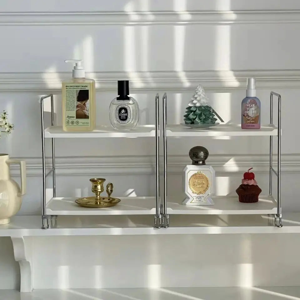 Desktop Organizer Rack Cosmetic And Skin Care Products Storage Shelf Iron Material Bedroom Living Room Kitchen Bathroom Use