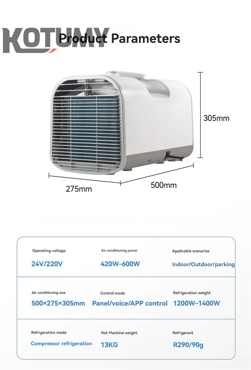 CHKJ Portable Air Conditioner Outdoor Camping Cooler with Remote Control And Audio Intelligent Hidden Panel 110v/220v