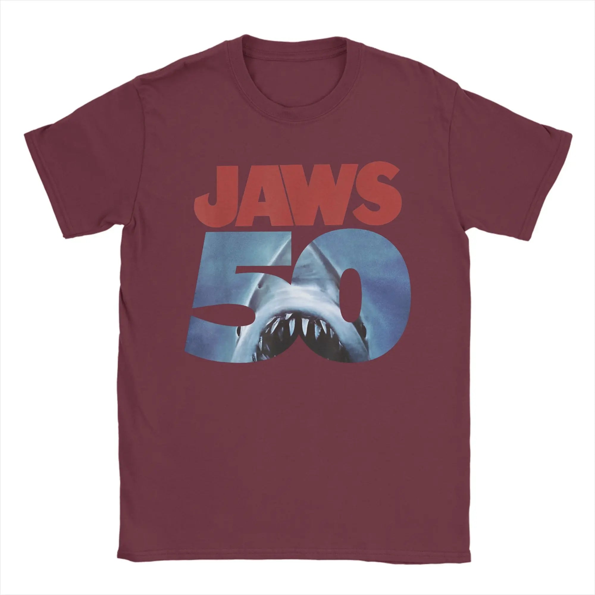 Jaws 50th Anniversary Logo Movie Graphic T Shirt Men Cotton Creative T-Shirt Round Neck  Tee Shirt Short Sleeve Tops New Arrival