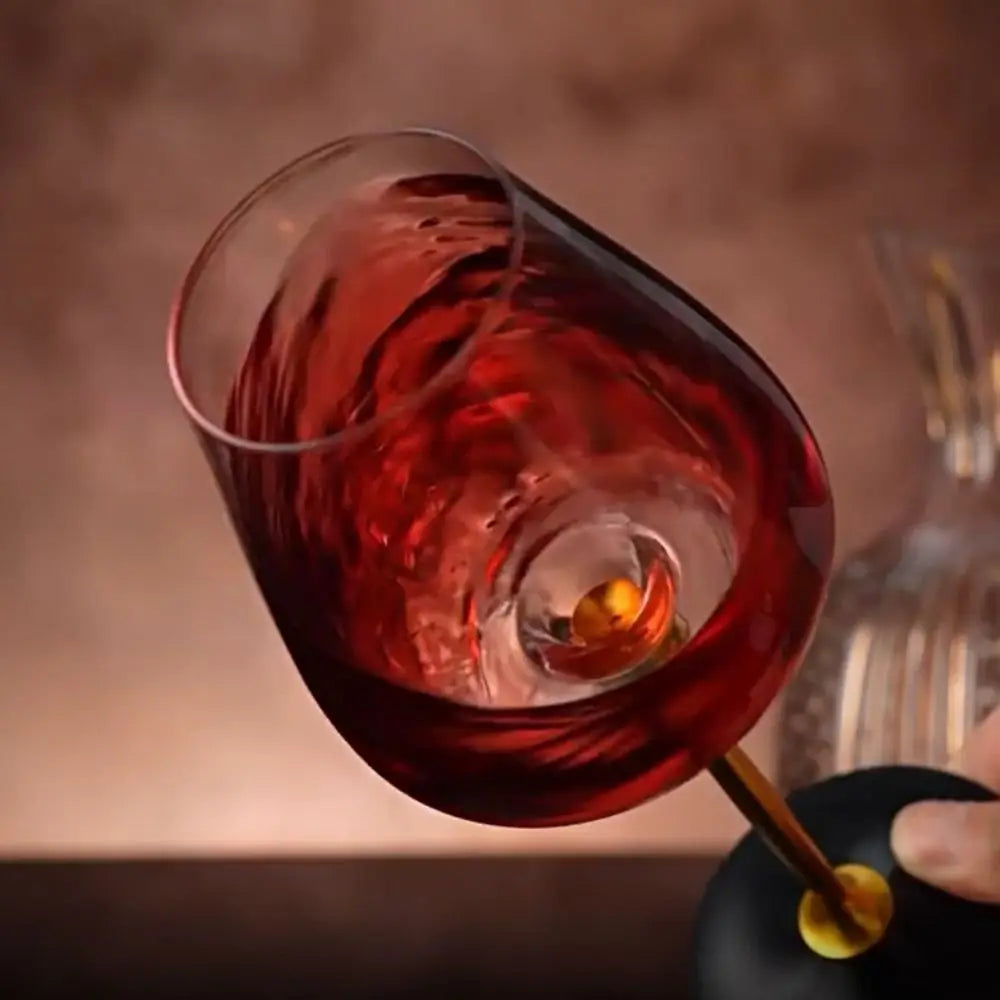 Unique Clear Rotating Glass Wine Glasses 500ml Thickened Base Crystal Goblet Ergonomic Holder Wine Decanter Glass Cup Whiskey