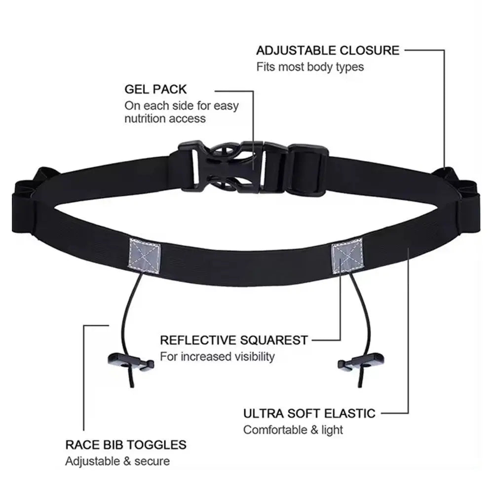 Ironman Triathlon Marathon Running Belt Bicycle Adjustable Outdoor Sports Elastic Belt, Lightweight and Simple Number Plate Belt