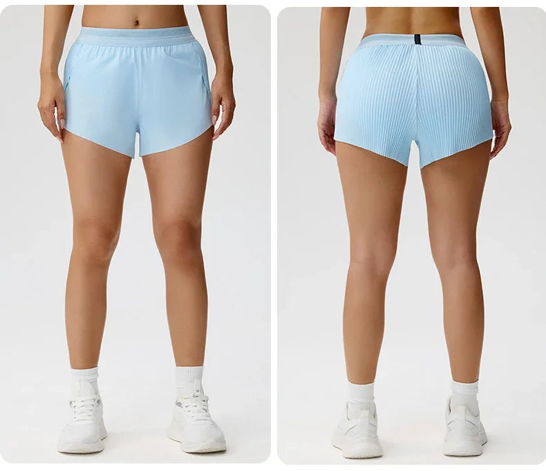 Breathable Fitness Shorts Women's Summer Cooling Tennis Yoga Pants Hidden Pocket Quick-drying Sports Fitness Shorts