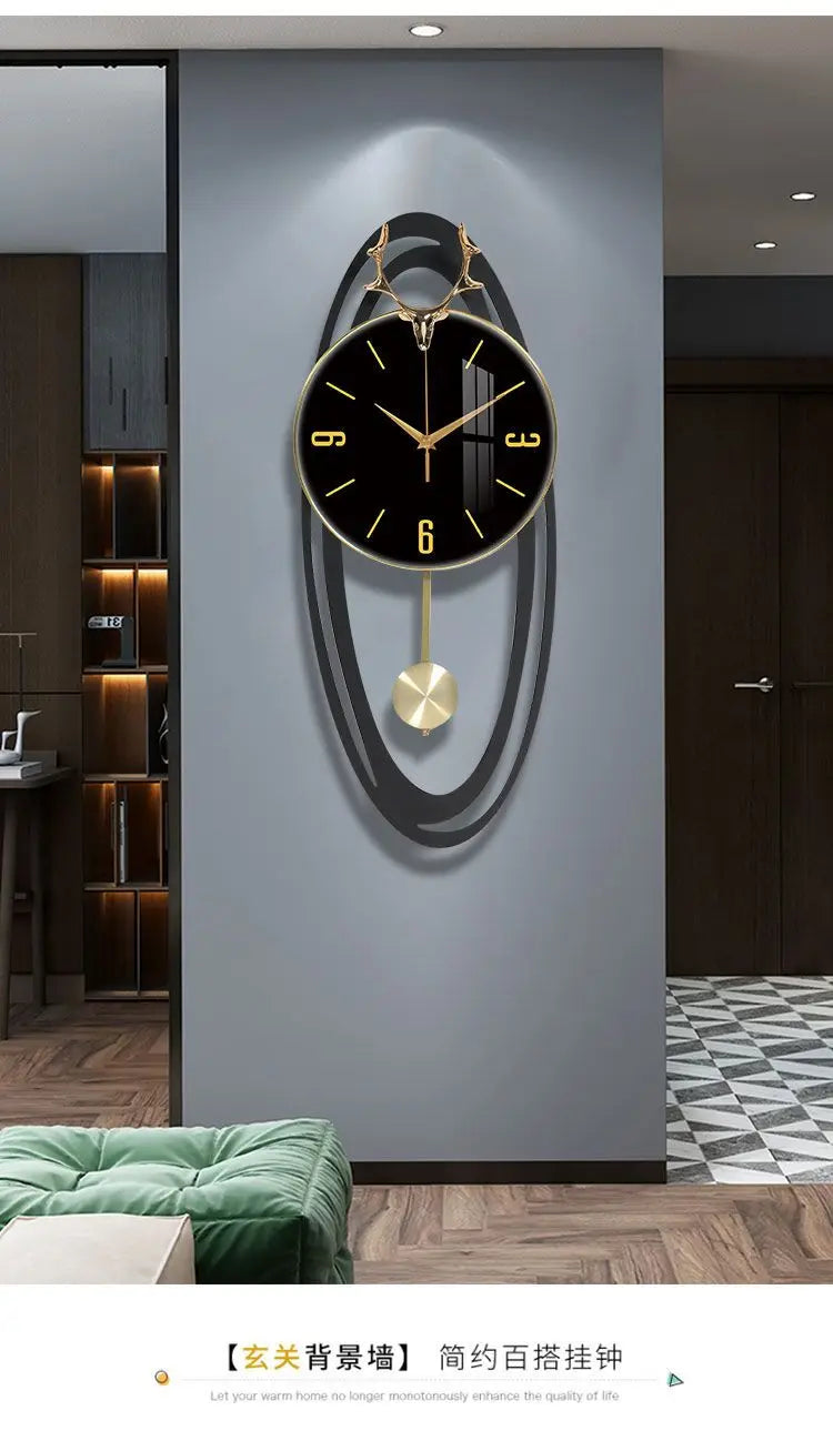 Creative trend  home fashion wall hanging clock Modern simple light luxury living room atmosphere hanging clock wall decoration