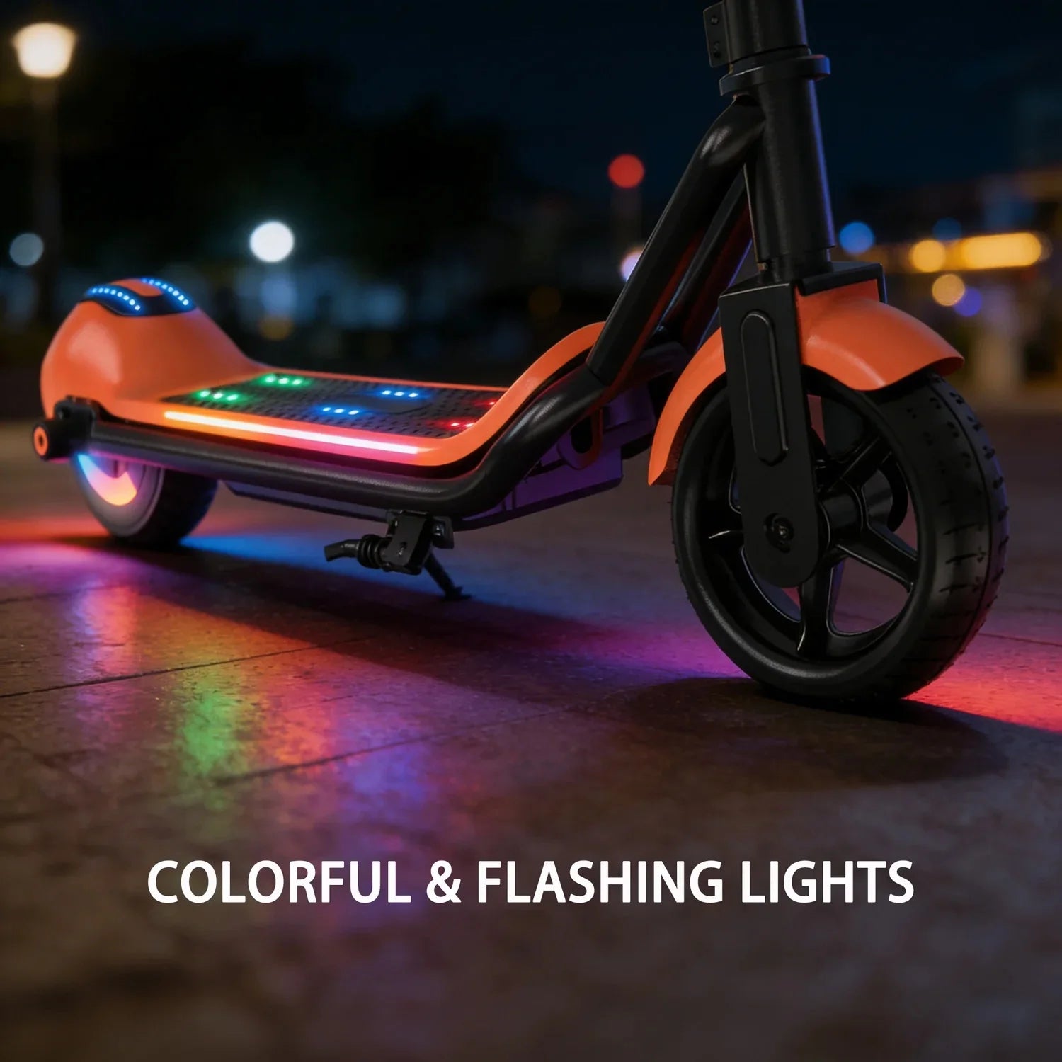 Perfect Birthday Gift! Electric Scooter for Kids Ages 6-12 Music Playing E-Scooter with Deck Lights Safe 150W Motor Fun Ride-on
