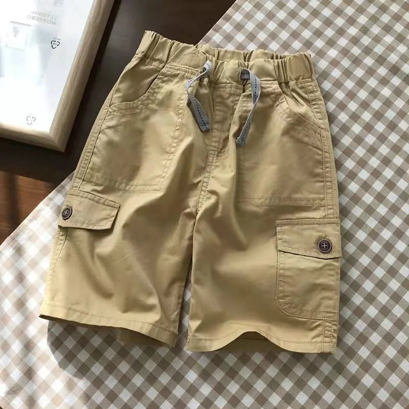 2026 New Summer Teenage Short Boys Pants 3-14 Years Old Big Pocket Trousers For Kids Children Birthday Present