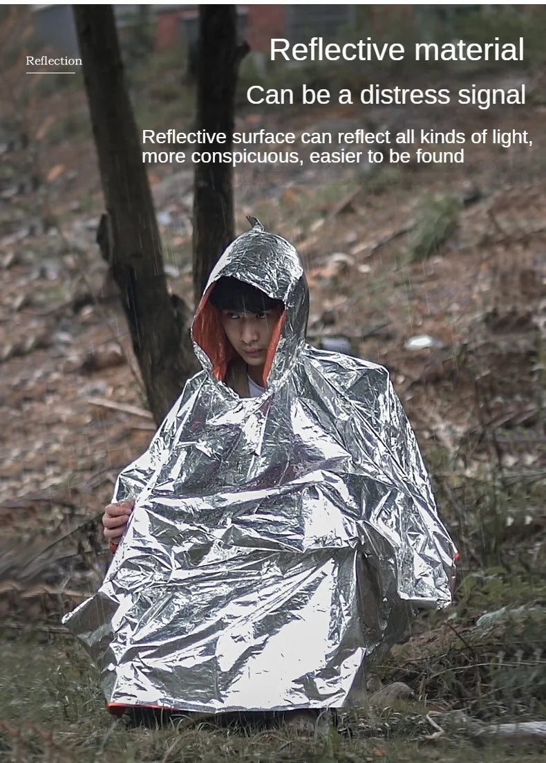 Emergency Raincoat Poncho Waterproof Rainwear Blanket Survival Camping Equipment Cold Insulation Rainwear Camping Equipment
