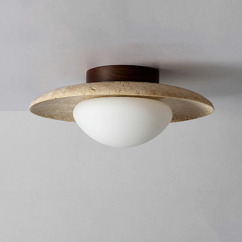 Japan Wabi Sabi Cream Natural Stone Porch Balcony Lighting Modern New Style Fresh Disc Shape Home Room Decoration Ceiling Lamp