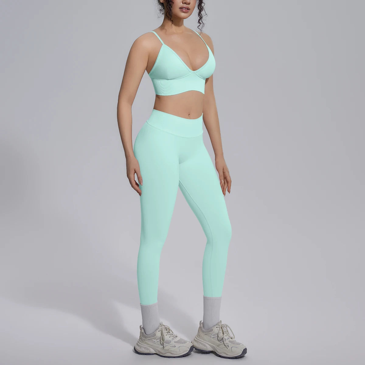 2PCS Woman Yoga Set Shockproof Workout Top Sexy Yoga Bra with Chest Pad High Stretch Seamless Fitness Pants Gym Yoga Set