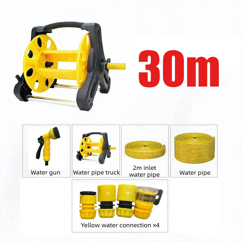 PVC Water Hose Pipe Reel Portable Garden Hose Reel Heavy Duty Cart with Cart for Car Wash Garden Irrigation Pipe Plant Flowers