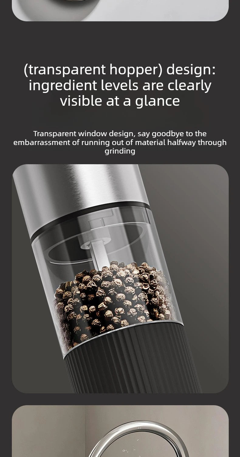 Rechargeable Automatic Salt Pepper Grinder Set Electric Grinding Mill with External Coarseness Adjustment Home Kitchen Gadgets