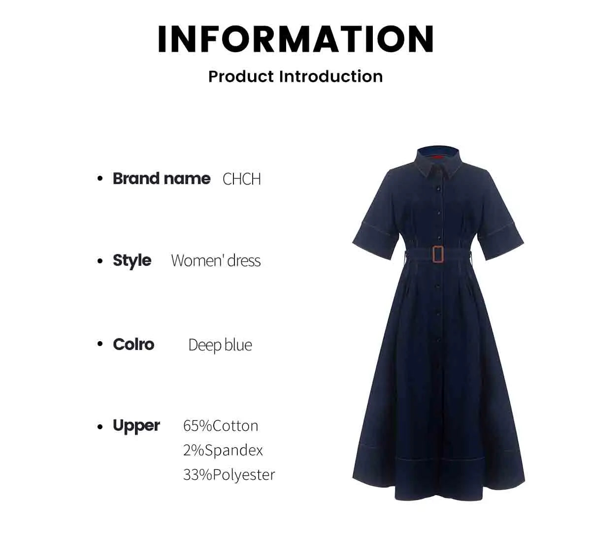 Women's Denim Long Dress 2025 Autumn New Texture navy blue Women's Business Long Dress