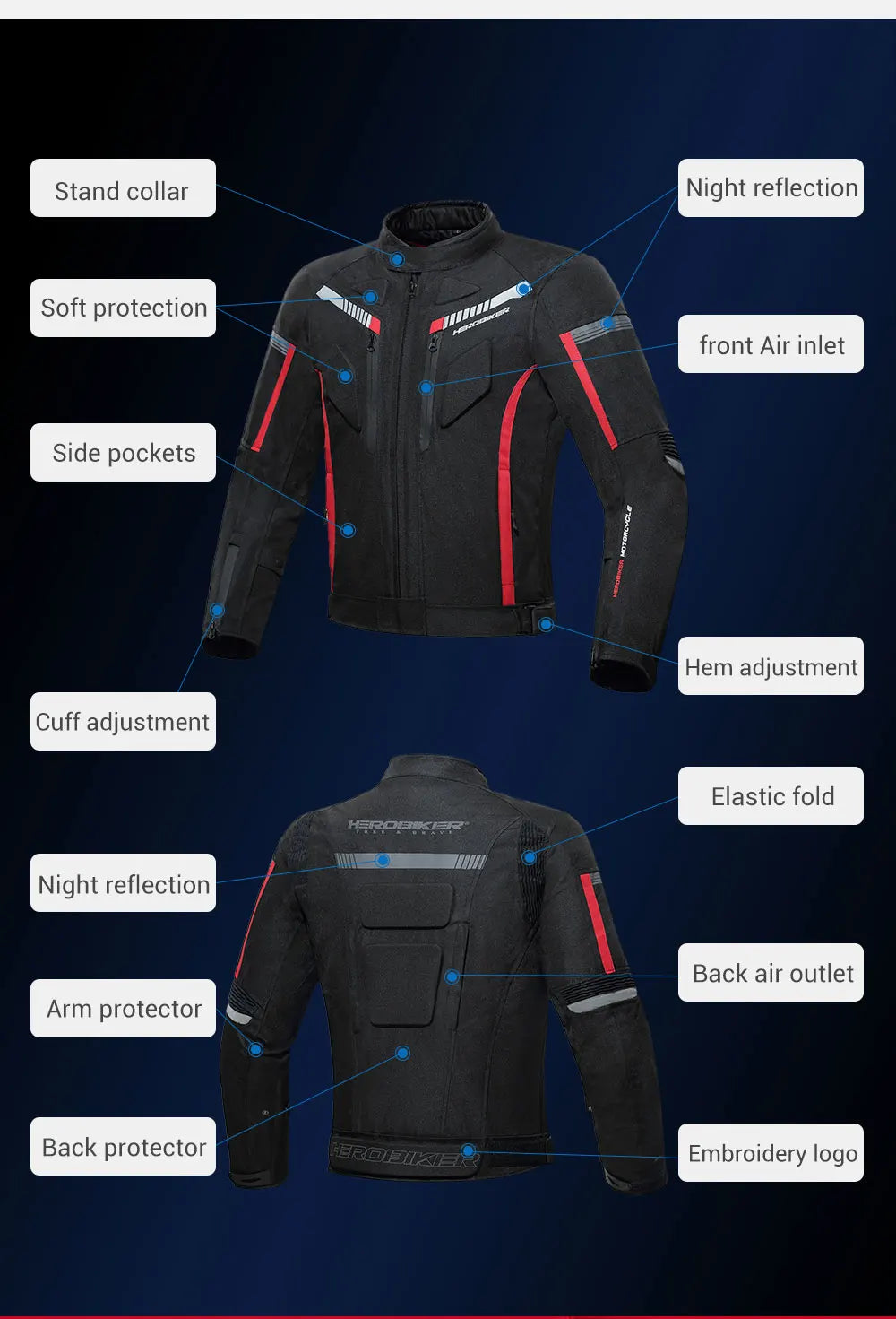 Men's Motorbike Anti-Fall With EVA Protection﻿ Best Selling Motorcycle Jacket Racing Jacket Waterproof Wearable Moto Winter