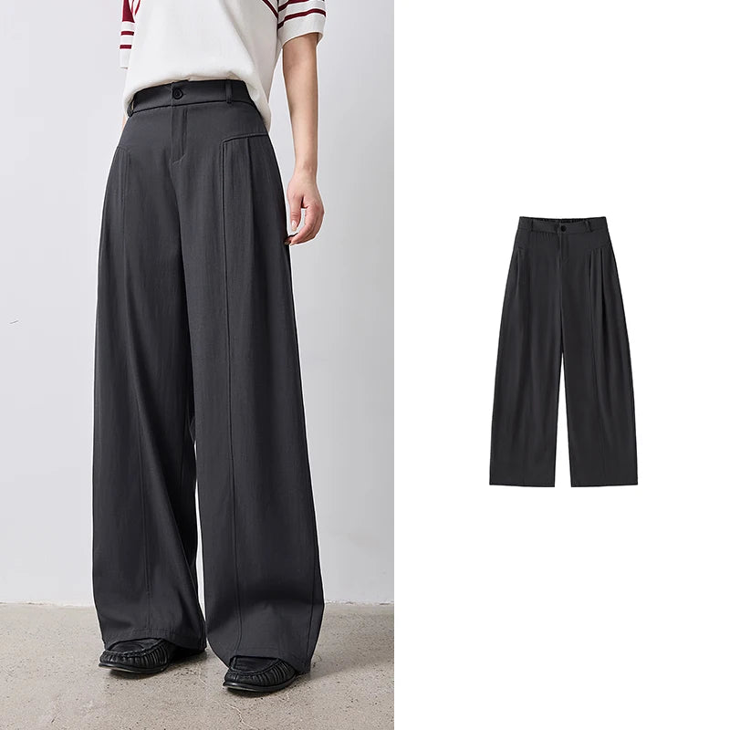 TOYOUTH Women Wide Leg Pants Summer 2026 Textured 3D Pleated Design Hip Covering Loose Breathable Comfortable Casual Daily Style