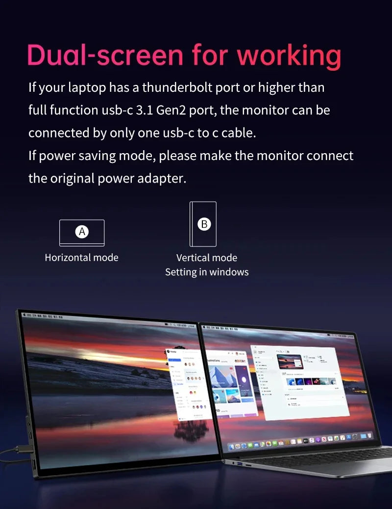 16 Inch 4K AMOLED Touch Screen Portable Monitor 3840*2400P 100%DCI-P3 500Nit 10Bit 100000:1 Display For PC Laptop Phone PS5 Xbox
