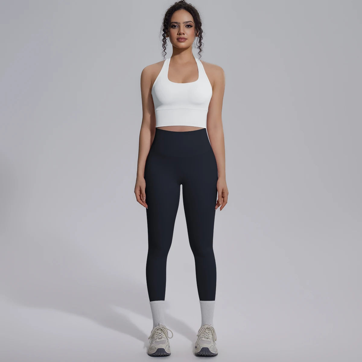 Rooftrellen New Women's Two-piece Set Fitness Sports Solid Color Yoga Set Summer Quick Drying Legging Pants Gather I-shaped Vest