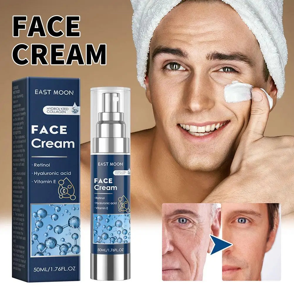 EAST MOON Men's Face Cream 50ml - Retinol, Hyaluronic Acid & Vitamin E, Deep Moisturizing Anti-Aging Oil Control for Men Care