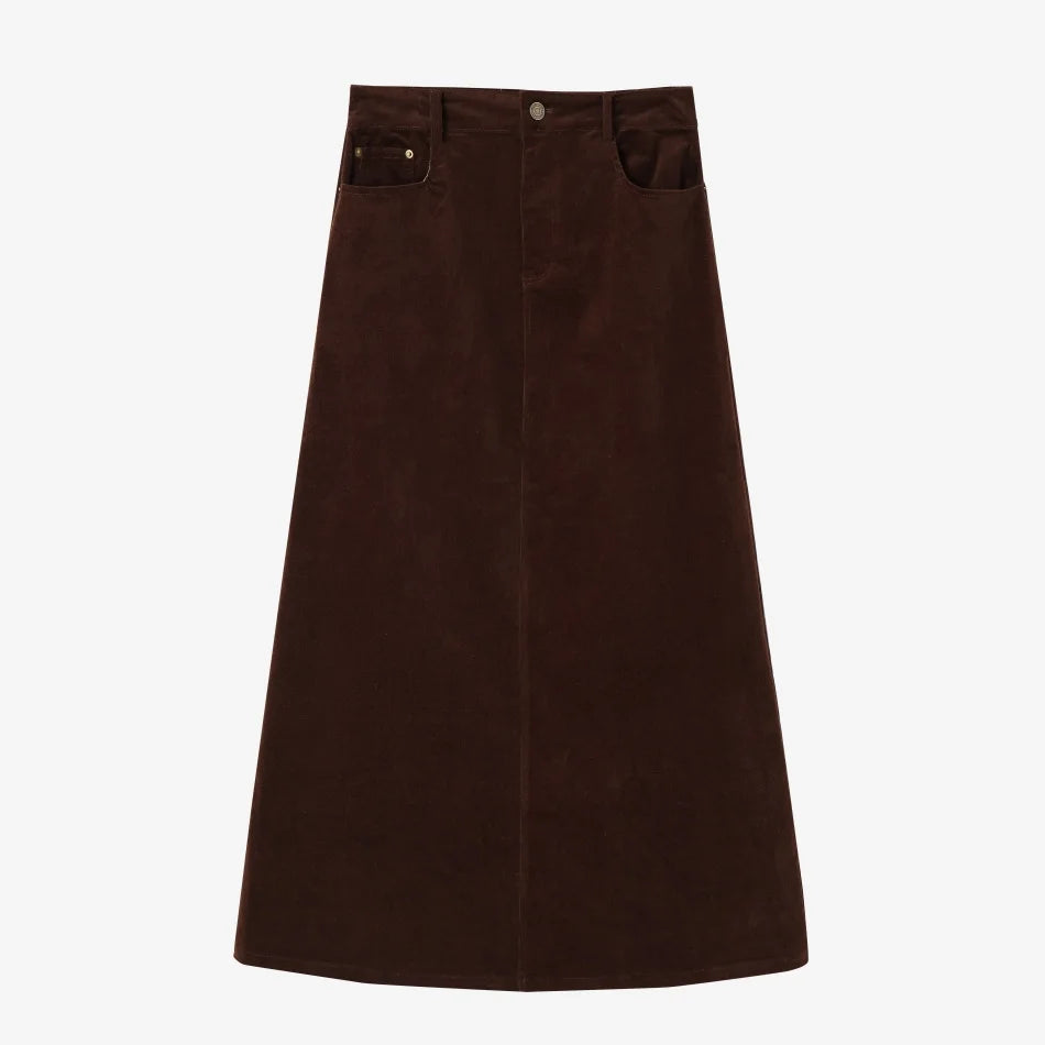 AS AW26 Retro corduroy skirt with stretch woman clothes basic lady wear
