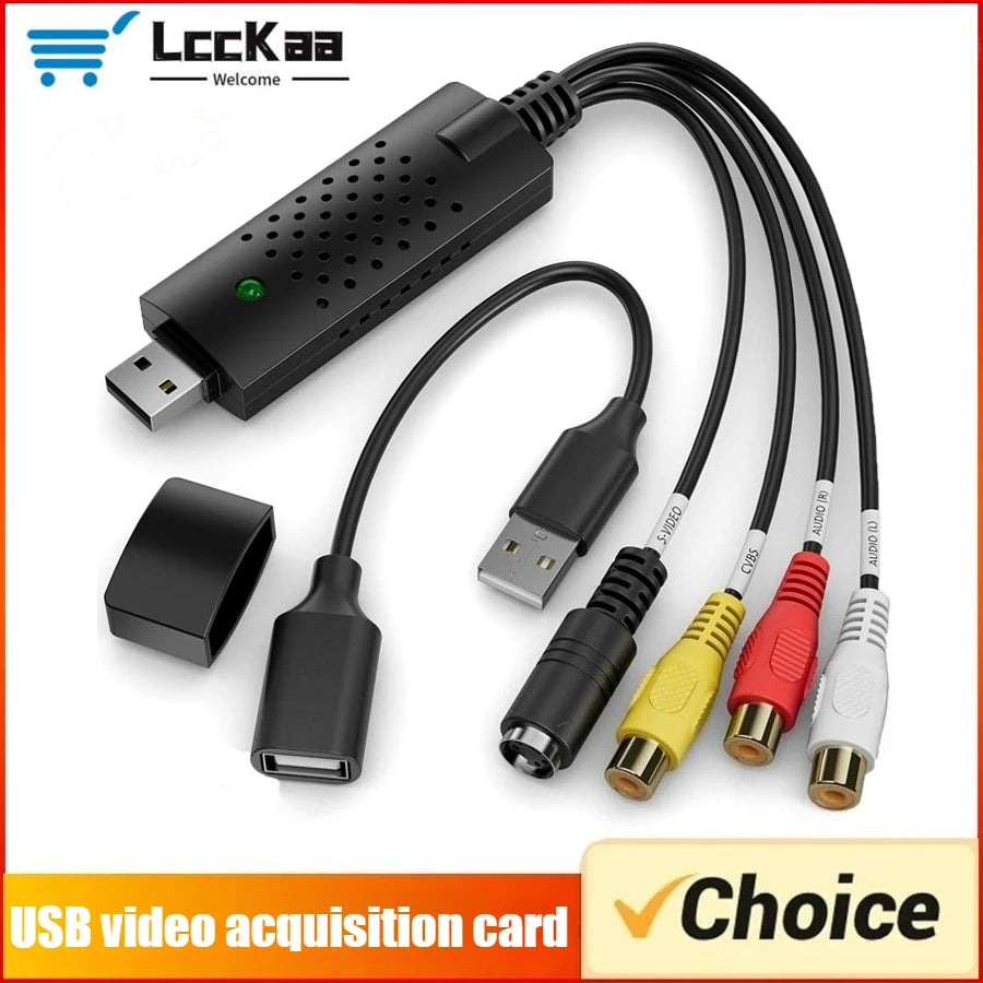 USB Audio Video Capture Card Adapter Video Converter with USB Cable VHS To Digital Converter for TV PC DVD VHS Capture Device