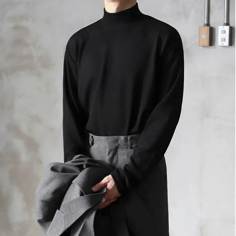 Men's Thermal Turtleneck Shirt Fleece Lined Long Sleeve Warm Pullover Loose Fit Casual Knit Top Winter Base Layer