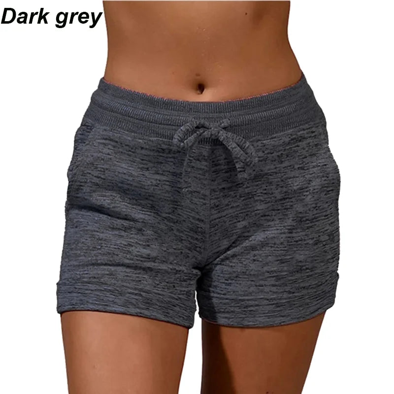 Womens Solid Elasticated Waist Shorts Ladies Summer Yoga Gym Fitness Jogging Hot Pants Sweatpants Clothing