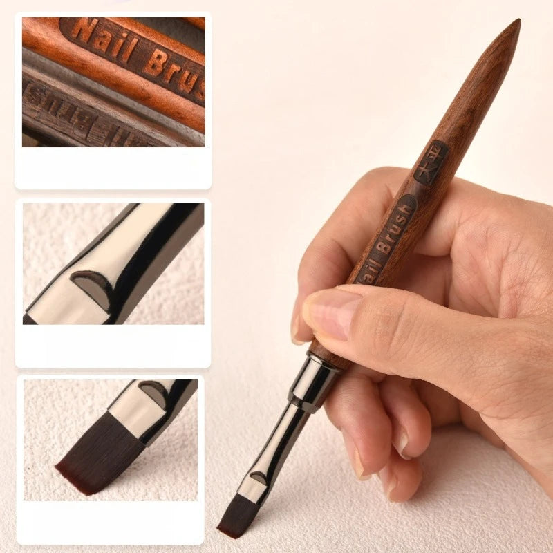 Nails Art Liner Brushes Wooden Handle Phototherapy Acrylic UV Gel Brush for Elongated Lines Painting Professional Manicure Tool