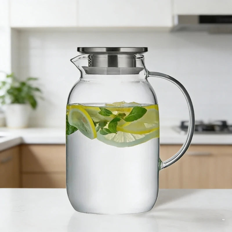 COOKER KinG 1.8/2.5L Glass Water Kettle High Borosilicate Glass Summer Cold Water Jug Heat-Resistant Explosion-Proof Office Use