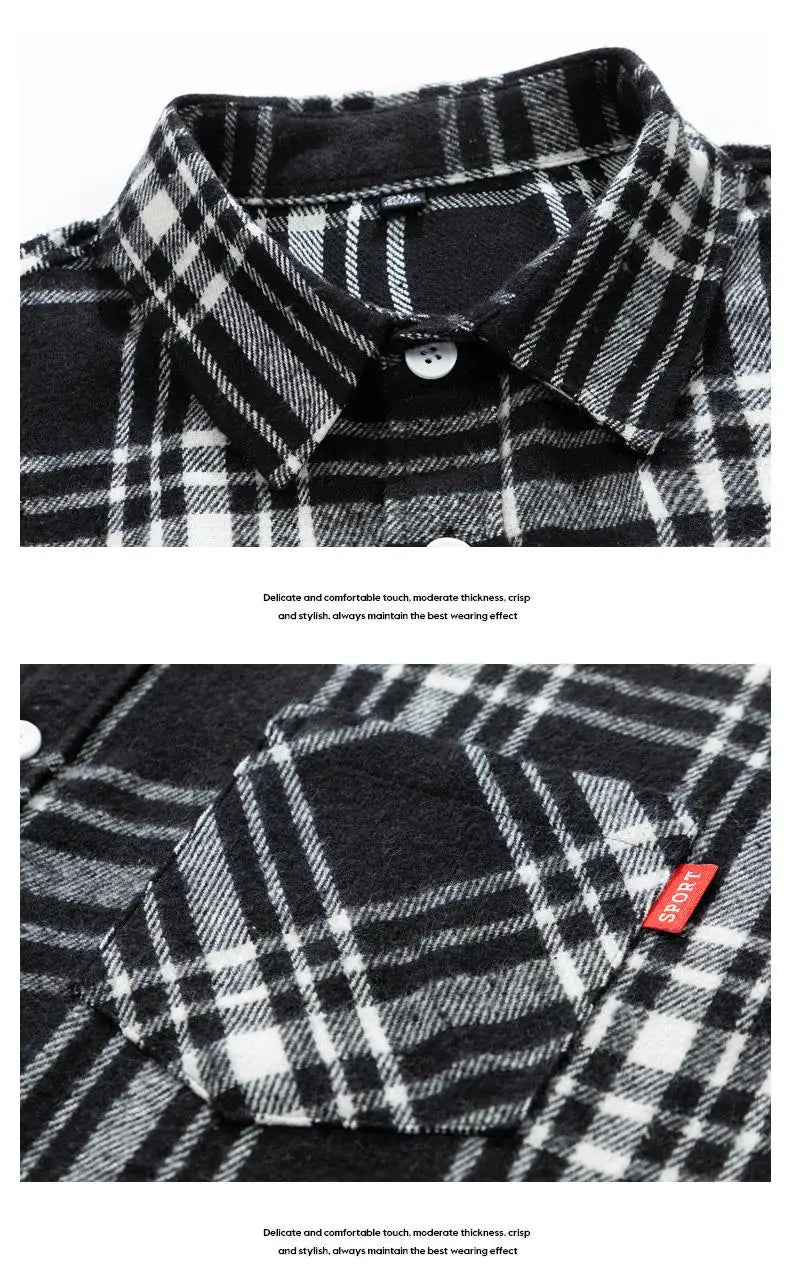 Big Size 9XL Men Flannel Plaid Shirts Long Sleeve Oversize Tops Male Loose Autumn Winter 69% Cotton Streetwear Plus Large Casual