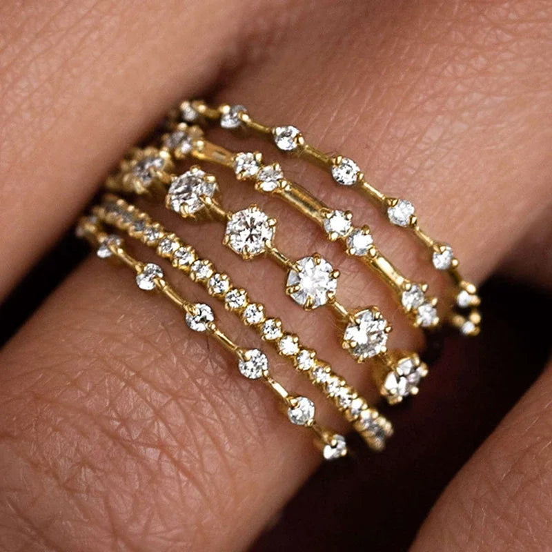 CAOSHI Gorgeous Stylish Wedding Party Rings with Multi-layer Zirconia Female Luxury Fashion Finger Accessories Delicate Jewelry