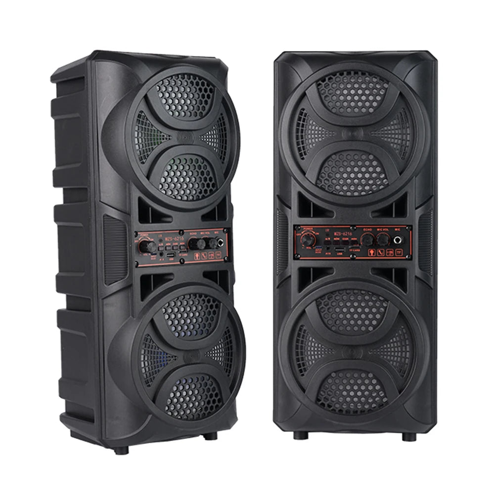 Bluetooth-Compatible Speaker Wireless Stereo Speaker with Double Subwoofer Deep Bass Lights Outdoor Speaker for Home Party Gift