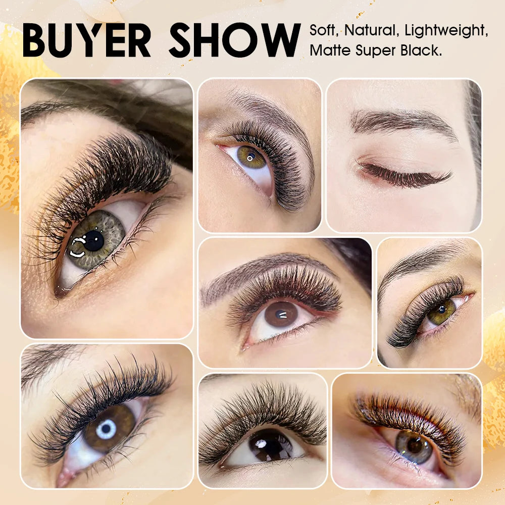 10cases/lot MASSCAKU 3D 4D 5D 6D 7D 8D W Shape Bloom Premade Fans Eyelash Extension Natural Soft Light Full Dense W Shape Lash