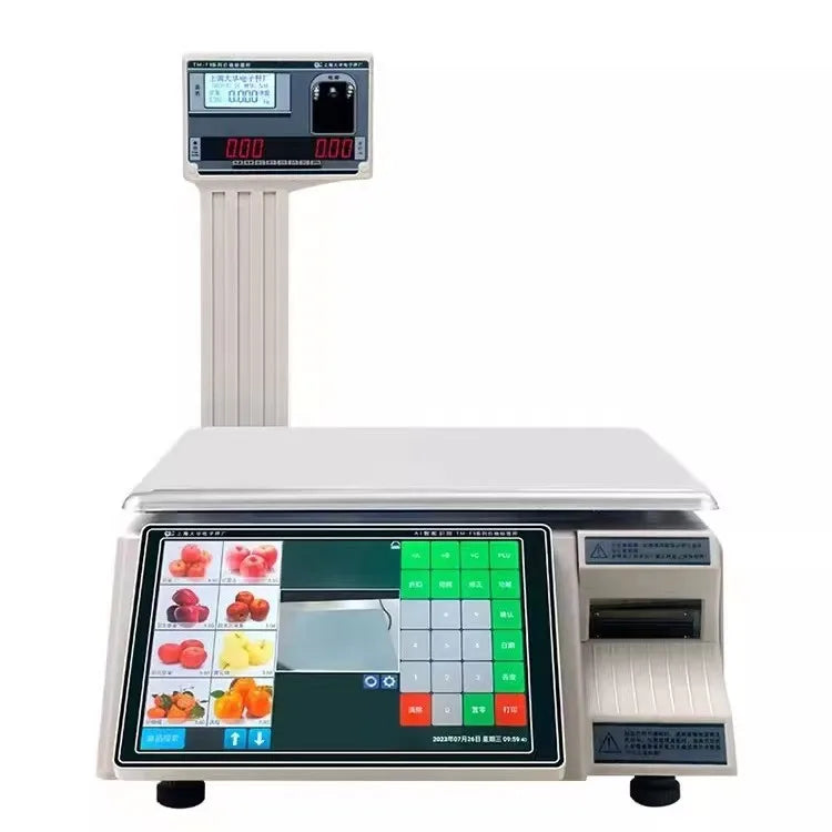 Weighing TM-F66 30kg AI Touch Screen Supermarket Label Scale Cash Register Hot Label Scale Weighing Scale