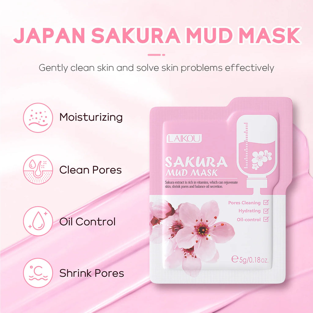 Sakura Mud Mask Brightening Hydrating Face Mask Skin Clean Facial Cleansing Clay Hydrating Anti Wrinkle Skincare 1/5/10pcs
