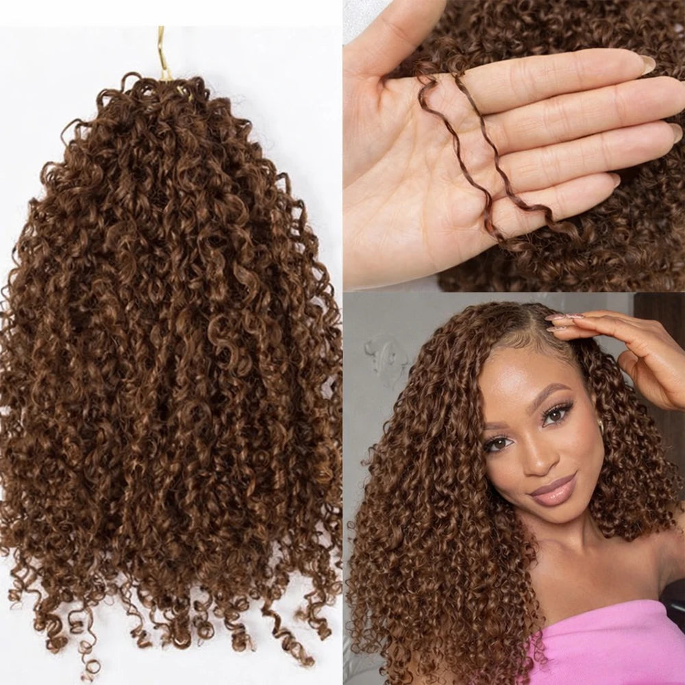 12A Small Spirals Curly Crochet Human Hair Knotless Pre-Separated #4 Brown Feather Crochet Braid Extensions Lightweight Reusable