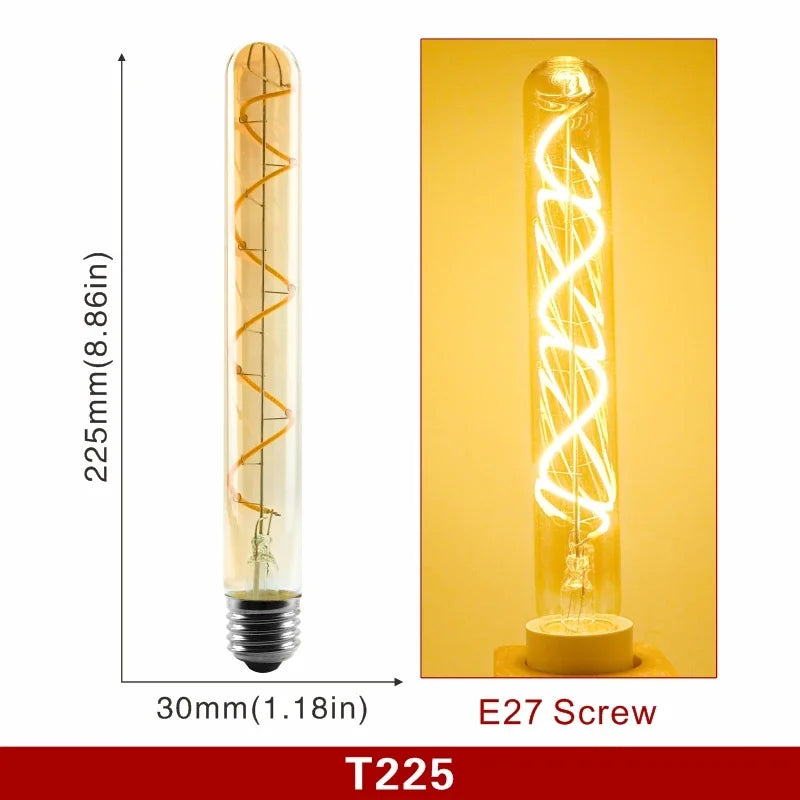 E14 E27 Retro LED Spiral Filament Light Bulb 4W Warm Yellow 220V C35 A60 T45 ST64 T185 T225 G80 G95 G125 Vintage Edison Lamp