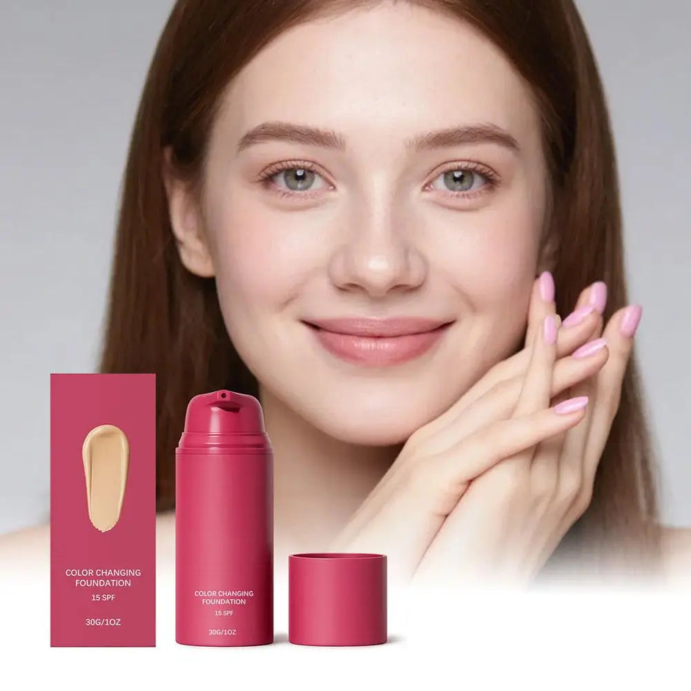 Natural Temperature-Adaptive Color Correcting Foundation Long Lasting Brightening Clear Base Makeup Even Skin Tone Face Makeup