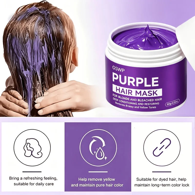 GSWP Purple Hair Mask Anti-Brassiness Shampoo,Deeply Condition, Detangles, Hydrates And Moisturizes,Smooth Hair Care.60/120g