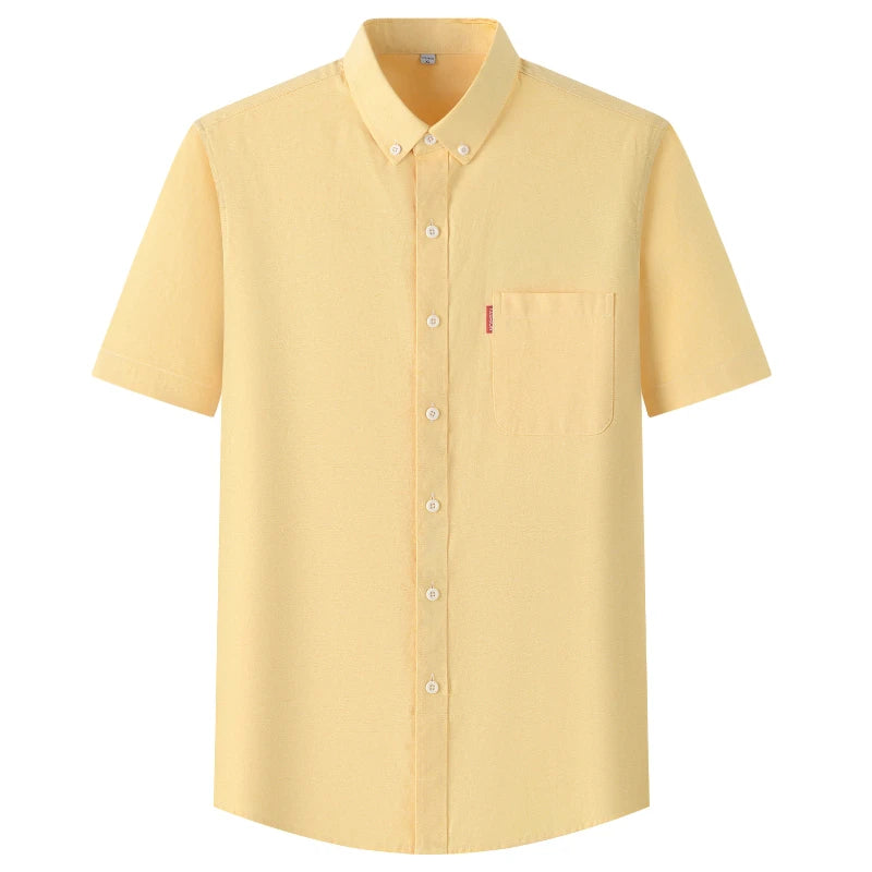 5XL 4XL Men Shirt Short Sleeves with Pockets Summer Business Solid Color Oxford 100% Cotton Men Shirt Short Sleeves White Shirt