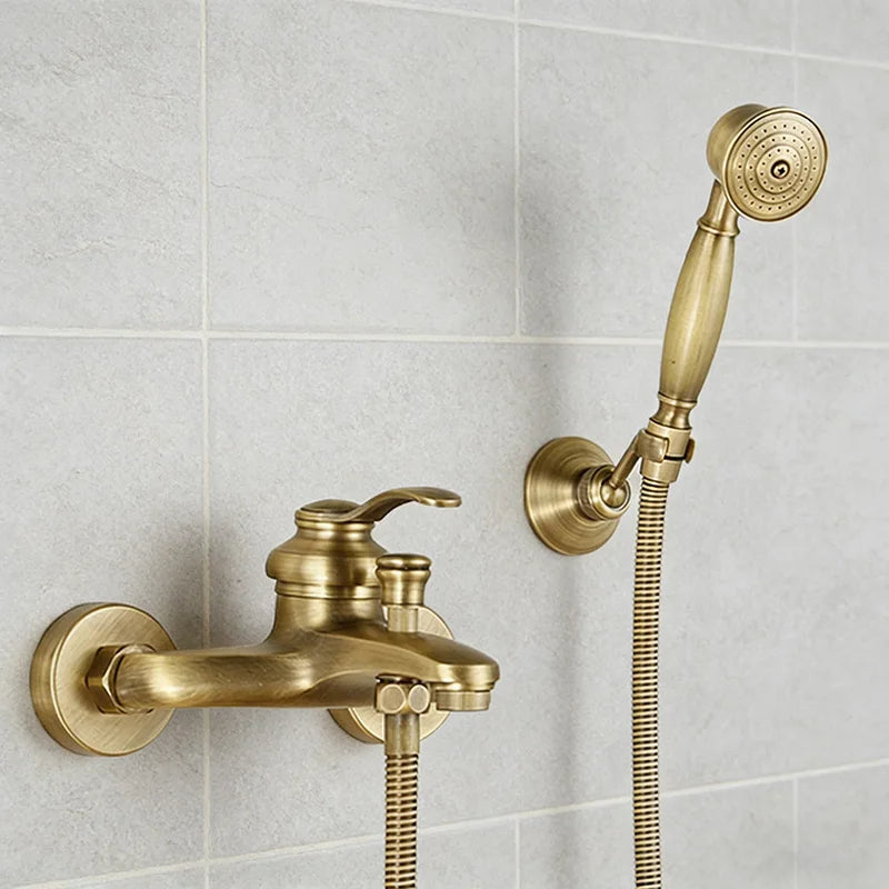 MOLI Wall mounted antique brass bronze brushed bathtub faucet with hand shower bathroom shower faucets torneiras 8306